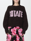 Rotate Birger Christensen Shandy Firm Wool Blend Knit Sweater In Brown