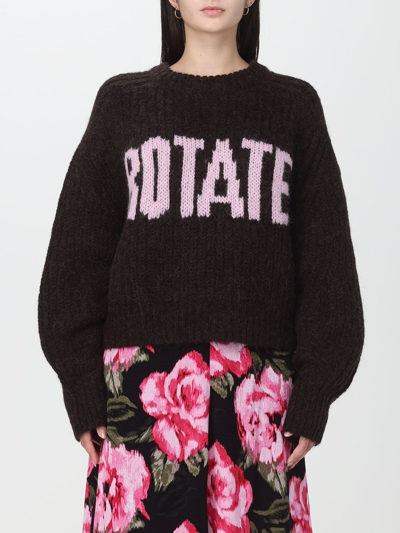 Rotate Birger Christensen Shandy Firm Wool Blend Knit Sweater In Brown