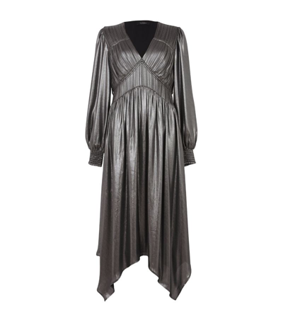 Allsaints Estelle Metallic Dress In Gunmetal Grey