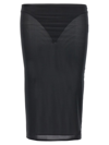 Courrèges Black Oblique Tailored Midi Skirt In Black