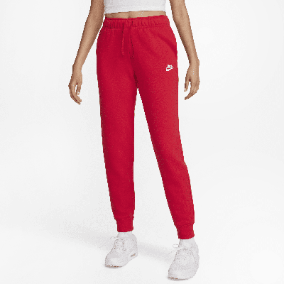Nike Women's  Sportswear Club Fleece Mid-rise Jogger Pants In Red
