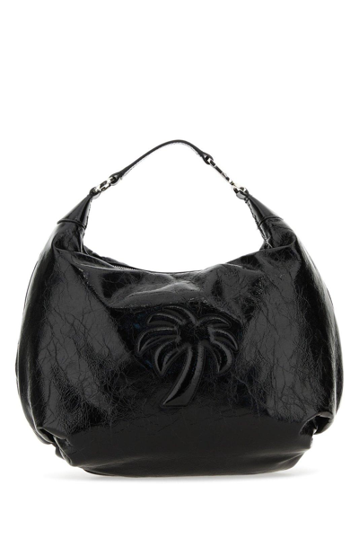 Palm Angels Palm Patch Zipped Tote Bag In Nero