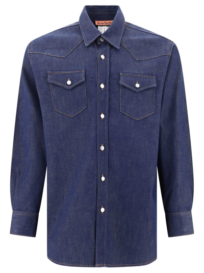 Acne Studios Denim Button-up Shirt In Indigo Blue