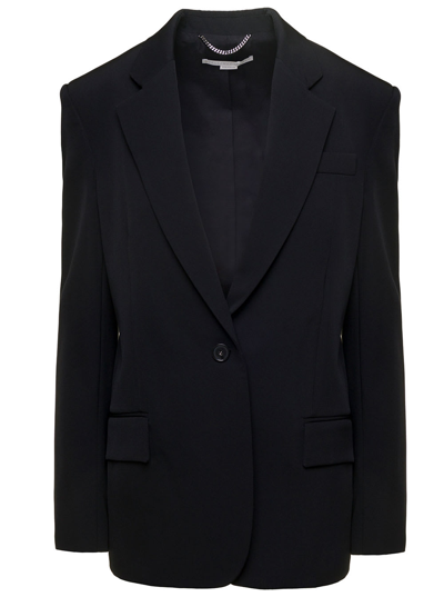 Stella Mccartney Black Single-breasted Slim Jacket With Notched Revers In Stretch Wool Woman In Default Title