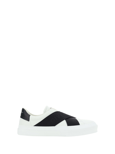 Givenchy City Sport Sneakers In Leather With Double Stripe In White