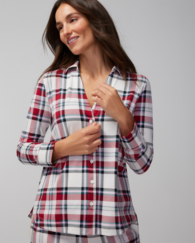 Soma Women's Embraceable Long-sleeve Pajama Top In Ivory Size Medium |