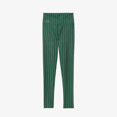 Lacoste Women's Monogram Print Sport Leggings In Green
