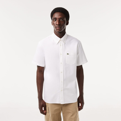 Lacoste Men's Regular Fit Short Sleeve Oxford Shirt - 17¾ - 45 In White