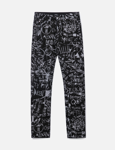 Alexander Mcqueen Graffiti Tight Jeans In Black