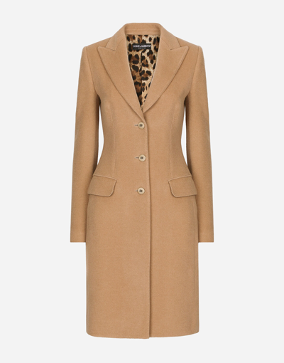 DOLCE & GABBANA SINGLE-BREASTED CAMEL WOOL COAT