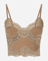 DOLCE & GABBANA WOOL JERSEY LINGERIE CROP TOP WITH LACE INLAYS