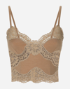 DOLCE & GABBANA WOOL JERSEY underwear CROP TOP WITH LACE INLAYS