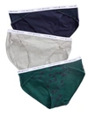 Tommy Hilfiger Cotton & Lace Bikini 3-pack In Starstruck Green