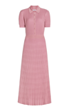 GABRIELA HEARST AMOR RIBBED KNIT CASHMERE-SILK POLO MIDI DRESS