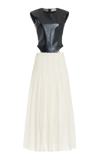 GABRIELA HEARST MINA LEATHER AND WOOL-CASHMERE MAXI DRESS