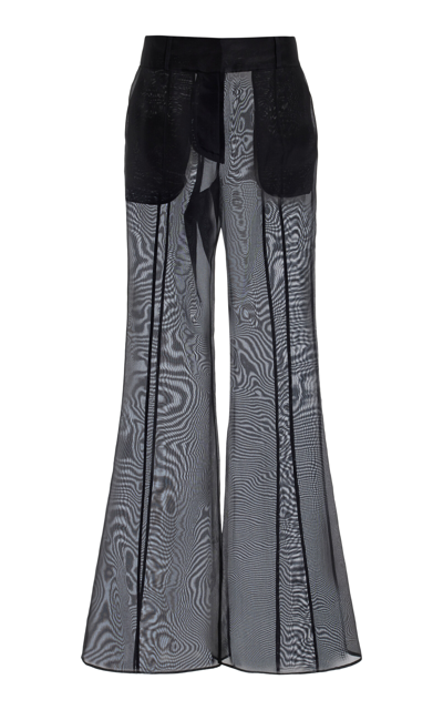 Gabriela Hearst Rhein Sheer Silk Wide-leg Pants In Black