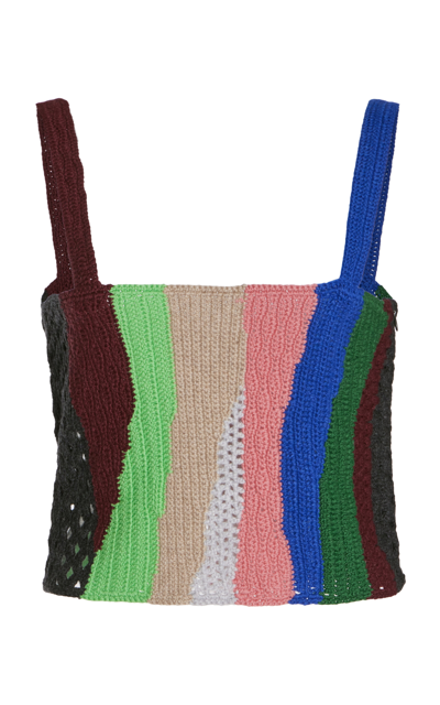 Gabriela Hearst Bora Crocheted Cashmere Crop Top In Multi
