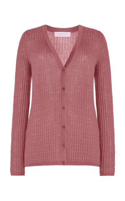 Gabriela Hearst Emma Pointelle-knit Cashmere-silk Cardigan In Pink