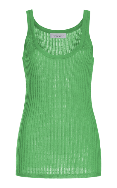 Gabriela Hearst Nevin Pointelle-knit Cashmere-silk Tank Top In Peridot Green