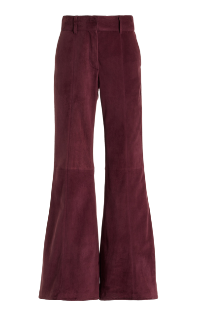 Gabriela Hearst Rhein Suede Wide-leg Pants In Deep Bordeaux