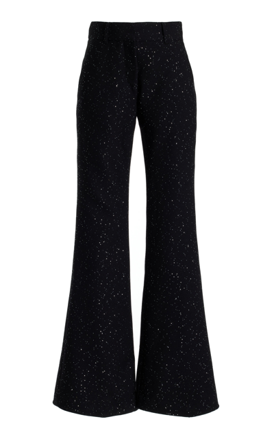 Gabriela Hearst Allanon Sequined Wool-blend Flare Pants In Black