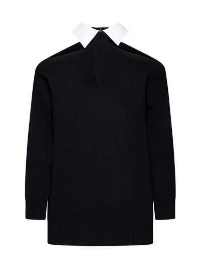 Valentino Cut-out Virgin Wool Jumper In Black