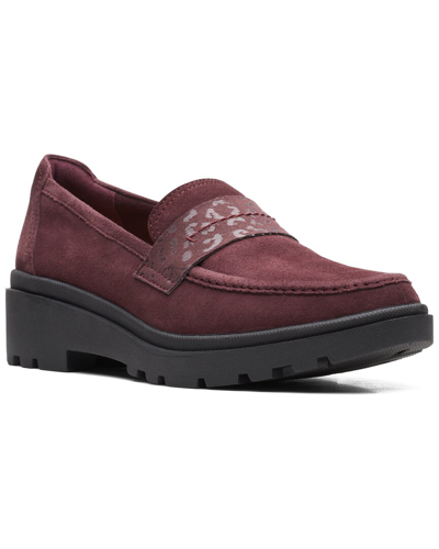 Clarks Women's Calla Ease Slip-on Loafer Flats In Burgundy Suede