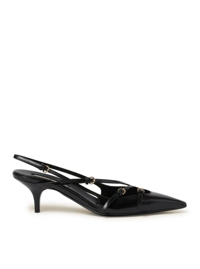 MIU MIU PATENT LEATHER SLINGBACK WITH BUCKLES