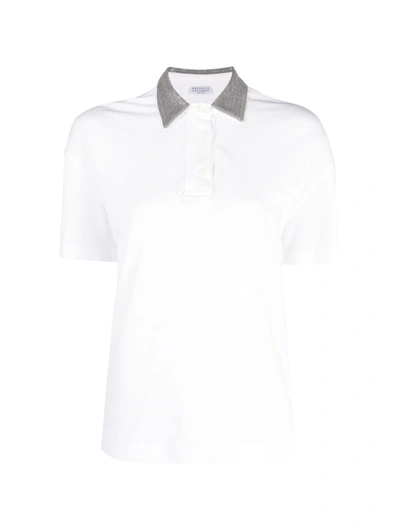 Brunello Cucinelli Jersey Polo Shirt In Blanc