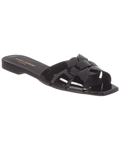 Saint Laurent Tribute Patent Sandal In Black