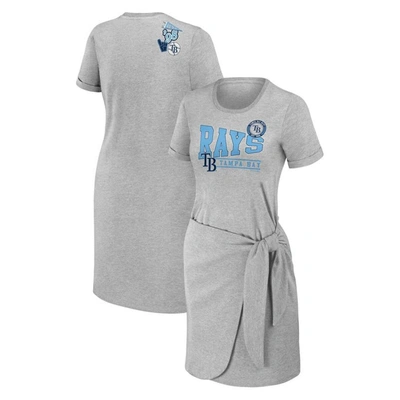 Wear By Erin Andrews Women's  Heather Gray Tampa Bay Rays Knotted T-shirt Dress