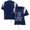 Wear By Erin Andrews Navy New York Yankees Cinched Colorblock T-shirt In Navy