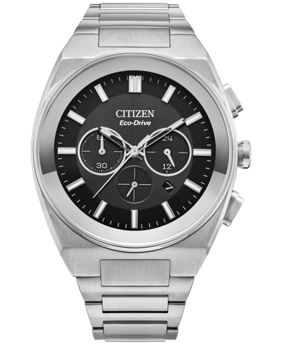 Citizen Eco-drive Men's Chronograph Modern Axiom Stainless Steel Bracelet Watch 43mm In Black/silver