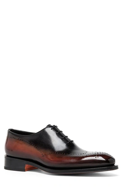 Santoni Men's Kaj Bicolor Brogue Leather Oxfords In Black