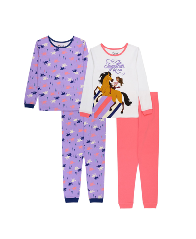 Spirit Little Girls Top And Pajama, 4 Piece Set In Assorted