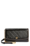 TORY BURCH ROBINSON QUILTED PATENT LEATHER WALLET ON A CHAIN