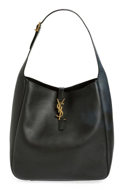 Saint Laurent Le 5 A 7 Large Ysl Leather Shoulder Bag In Noir