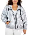 TOMMY HILFIGER PLUS SIZE HOODED METALLIC WINDBREAKER