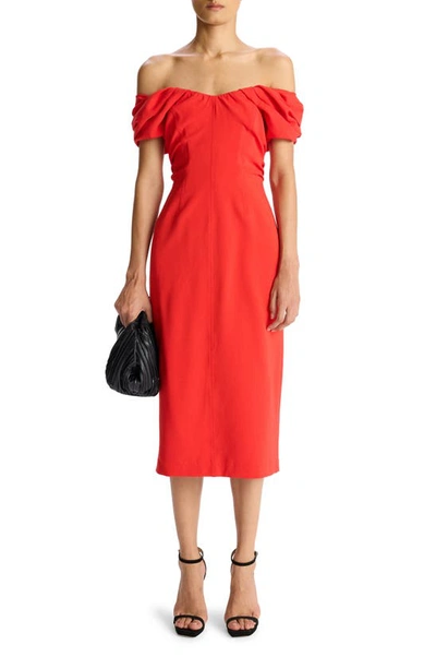 A.l.c Nora Off-the-shoulder Midi Sheath Dress In Red