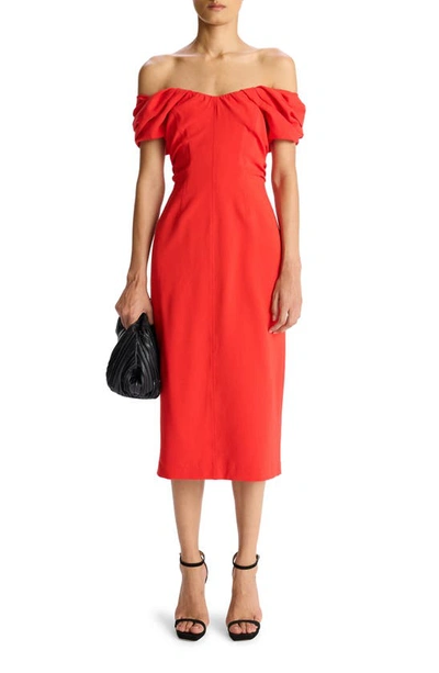 A.l.c Nora Off-the-shoulder Midi Sheath Dress In Dark Poinciana