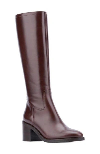 Aquatalia Josephina Leather Riding Boots In Chocolate