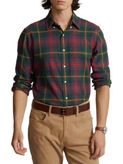 Polo Ralph Lauren Men's Plaid Flannel Sport Shirt In Green/red Multi
