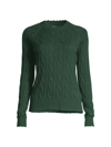 Minnie Rose Women's Cable-knit Sweater In Pine