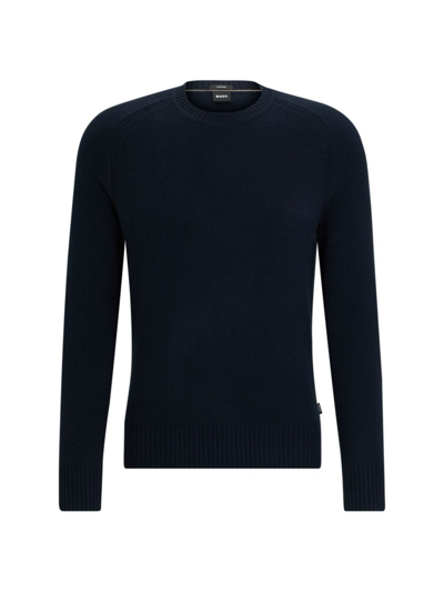 Hugo Boss Regular-fit Jumper In Cashmere In Dark Blue