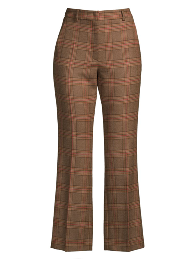 Weekend Max Mara Women's Revere Plaid Flare Crop Pants In Brown