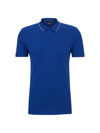 Hugo Boss Cotton-piqu Slim-fit Polo Shirt With Logo Details In Blue