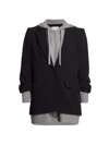 Cinq À Sept Cinq A Sept Khloe Layered Look Hooded Blazer In Black/heather Grey