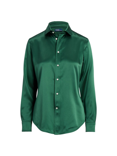 Polo Ralph Lauren Classic Fit Silk Shirt In Vermont Green