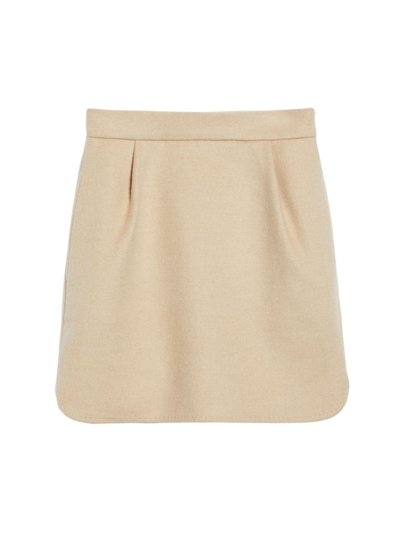 Max Mara Bobbio Camel Drap Mini Skirt In Light Beige