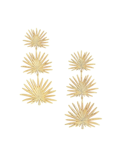Anabel Aram Women's Palm Triple Fan Large 18k Gold-plated & Cubic Zirconia Drop Earrings